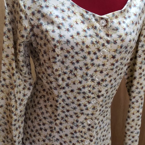 Vintage Long-Sleeved 90s Maxi Dress w/Lace-up Back - Picture 7 of 7